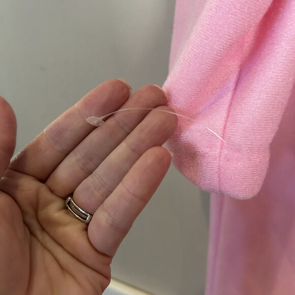 Vintage Womens Night Gown Medium Pink Zip Up Pocket Retro 70s Housecoat Long - Picture 5 of 10